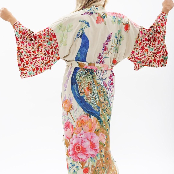 TheBoldBohemian Swim New Peacock Bird Boho Gypsy Kimono Robe Coverup Duster Poshmark